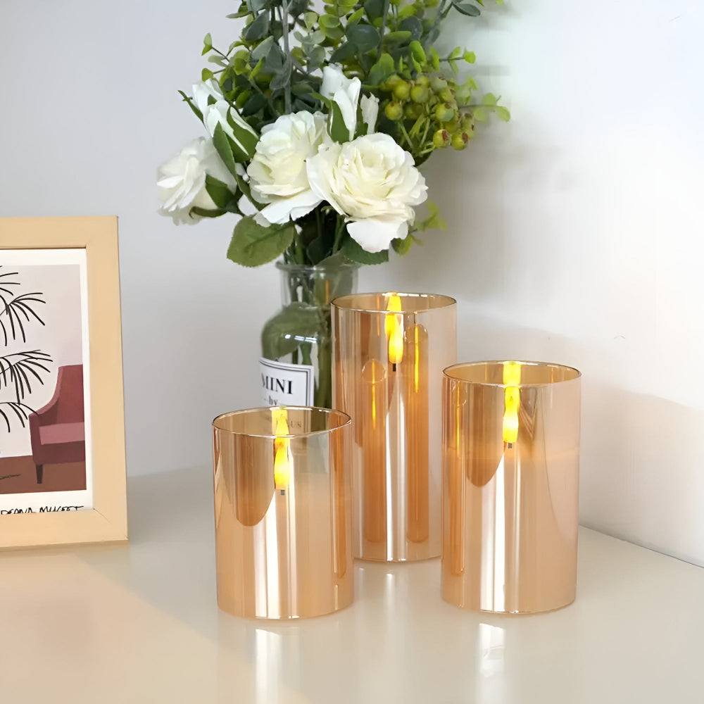 Elysian Flameless Candle Set - 3D LED, electric candle, Safe Ambience