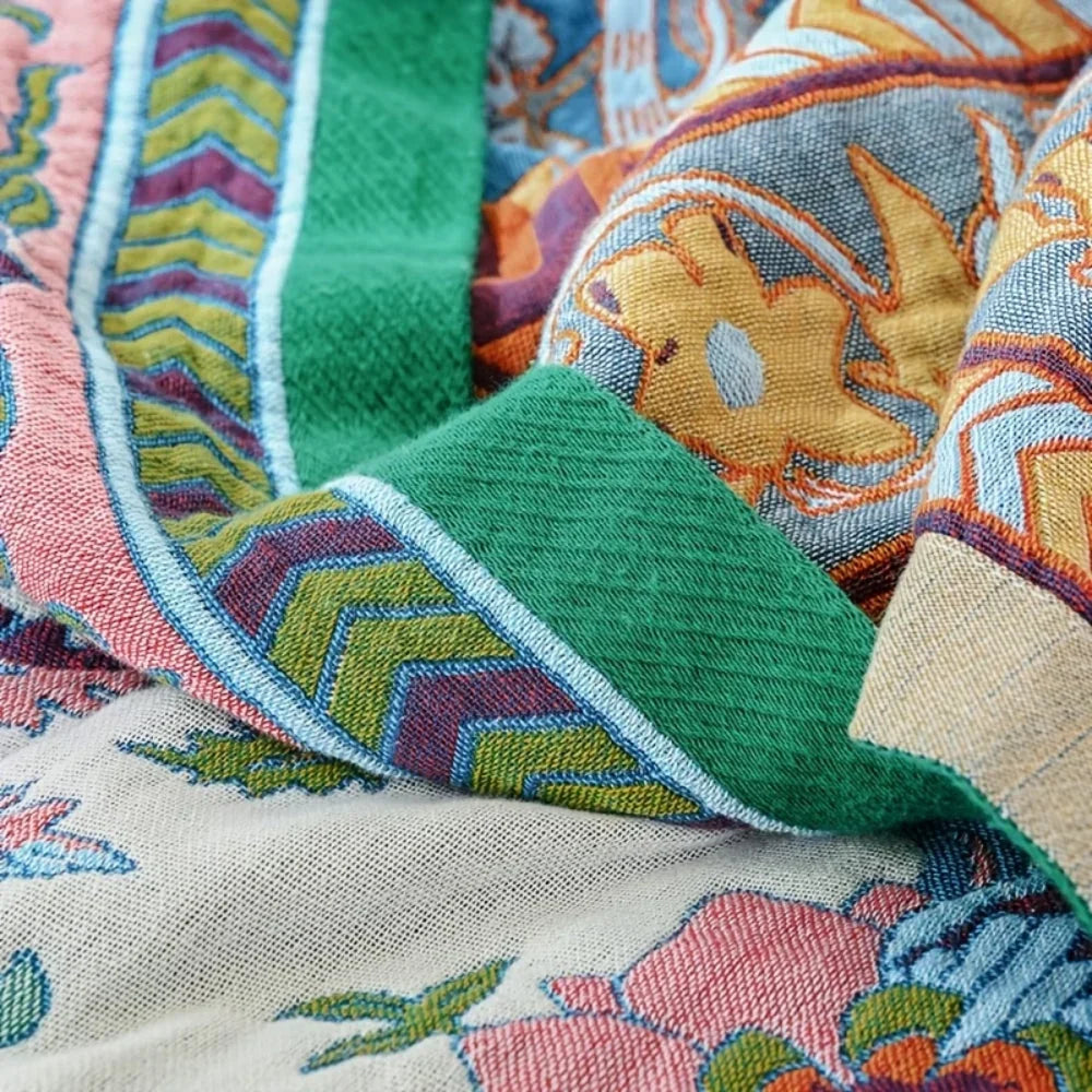 Elysian Floral Blanket - 100% Cotton, Reversible Design