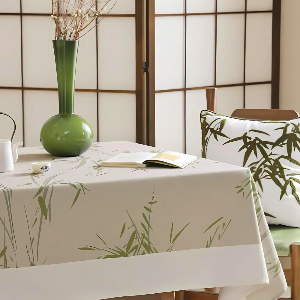 Elysian Zen Tablecloth - Durable Polyester, Bamboo-Inspired Design