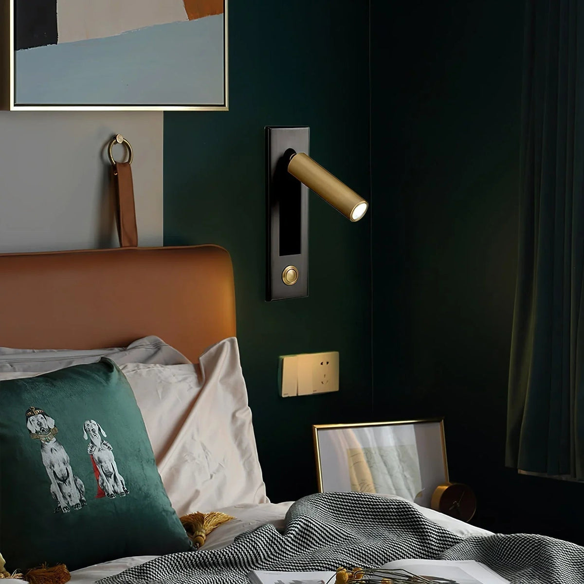 Recessed LED Reading Light 2 in Aluminum Adjustable Bedside Sconce Black Flush Mount for Bedroom Wall Nightstand Task Lighting Hidden Switch