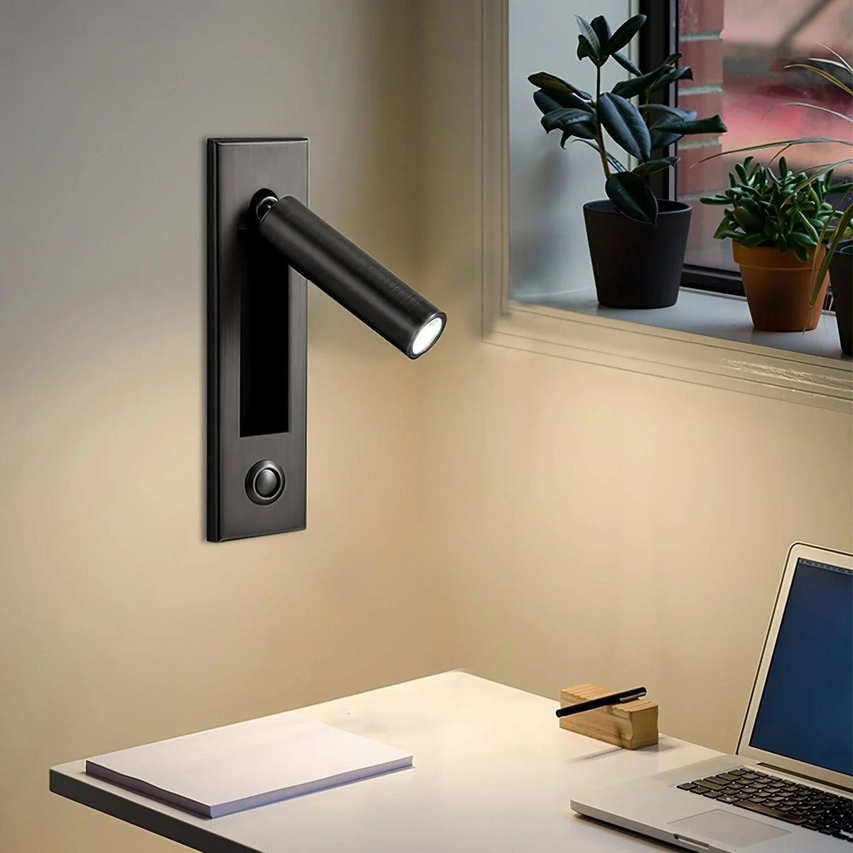 Recessed LED Reading Light 2 in Aluminum Adjustable Bedside Sconce Black Flush Mount for Bedroom Wall Nightstand Task Lighting Hidden Switch