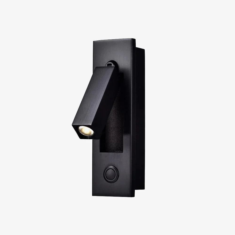 Recessed LED Reading Light 2 in Aluminum Adjustable Bedside Sconce Black Flush Mount for Bedroom Wall Nightstand Task Lighting Hidden Switch