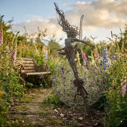 Décoration de jardin fantaisiste | Éolienne fée dansante avec tige en métal | Mouvement enchanteur pour espaces extérieurs