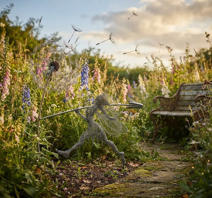 Décoration de jardin fantaisiste | Éolienne fée dansante avec tige en métal | Mouvement enchanteur pour espaces extérieurs