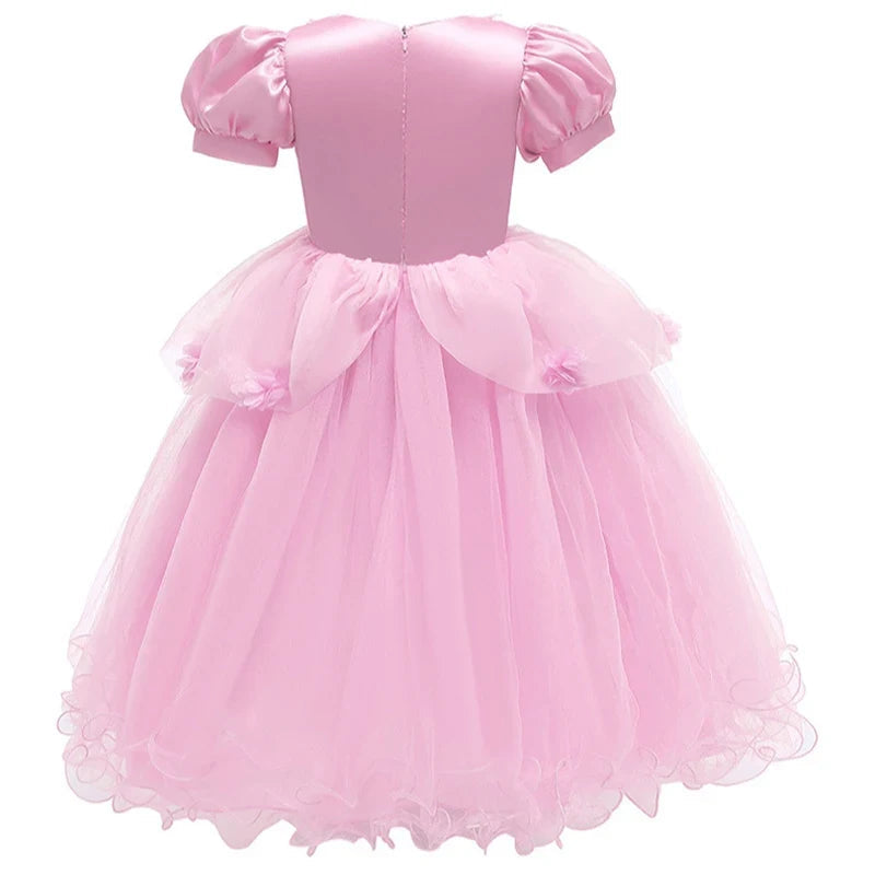 Robe de princesse en dentelle pour fille avec manches bouffantes, robe de princesse pour anniversaire ou costume d'Halloween pour filles de 3 à 10 ans