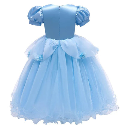 Robe de princesse en dentelle pour fille avec manches bouffantes, robe de princesse pour anniversaire ou costume d'Halloween pour filles de 3 à 10 ans