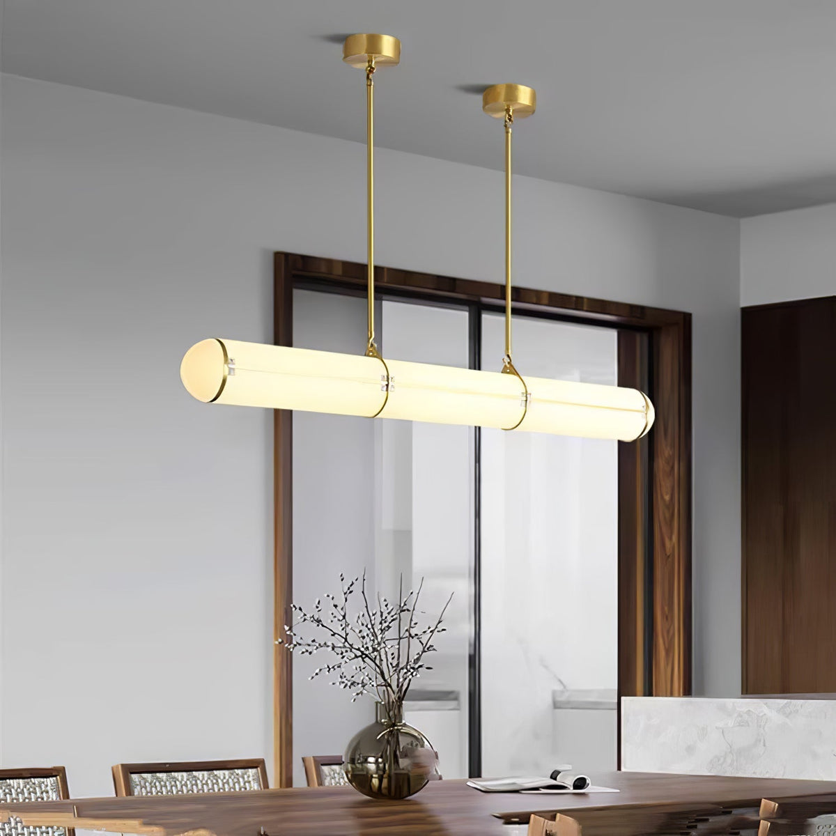 Linear Adjustable LED Overhead Fixture 59-Inch Metal Acrylic Three Color Temperatures for Dining Room Kitchen Living Space Modern Interior L
