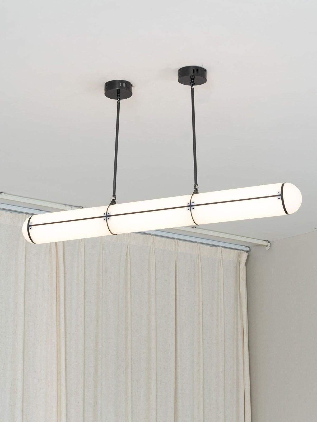 Linear Adjustable LED Overhead Fixture 59-Inch Metal Acrylic Three Color Temperatures for Dining Room Kitchen Living Space Modern Interior L
