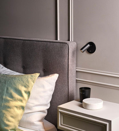 Rotating LED Reading Light for Bedroom Wall – Adjustable Bedside Sconce with Integrated LED – Modern Metal Task Light for Headboard