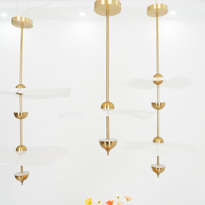 LED Pendant Light Fixture Gold Finish 16-24 in Hanging Chandelier for Kitchen Island Dining Room Living Room with Adjustable Rod Three Color