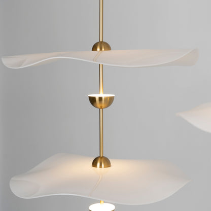 LED Pendant Light Fixture Gold Finish 16-24 in Hanging Chandelier for Kitchen Island Dining Room Living Room with Adjustable Rod Three Color
