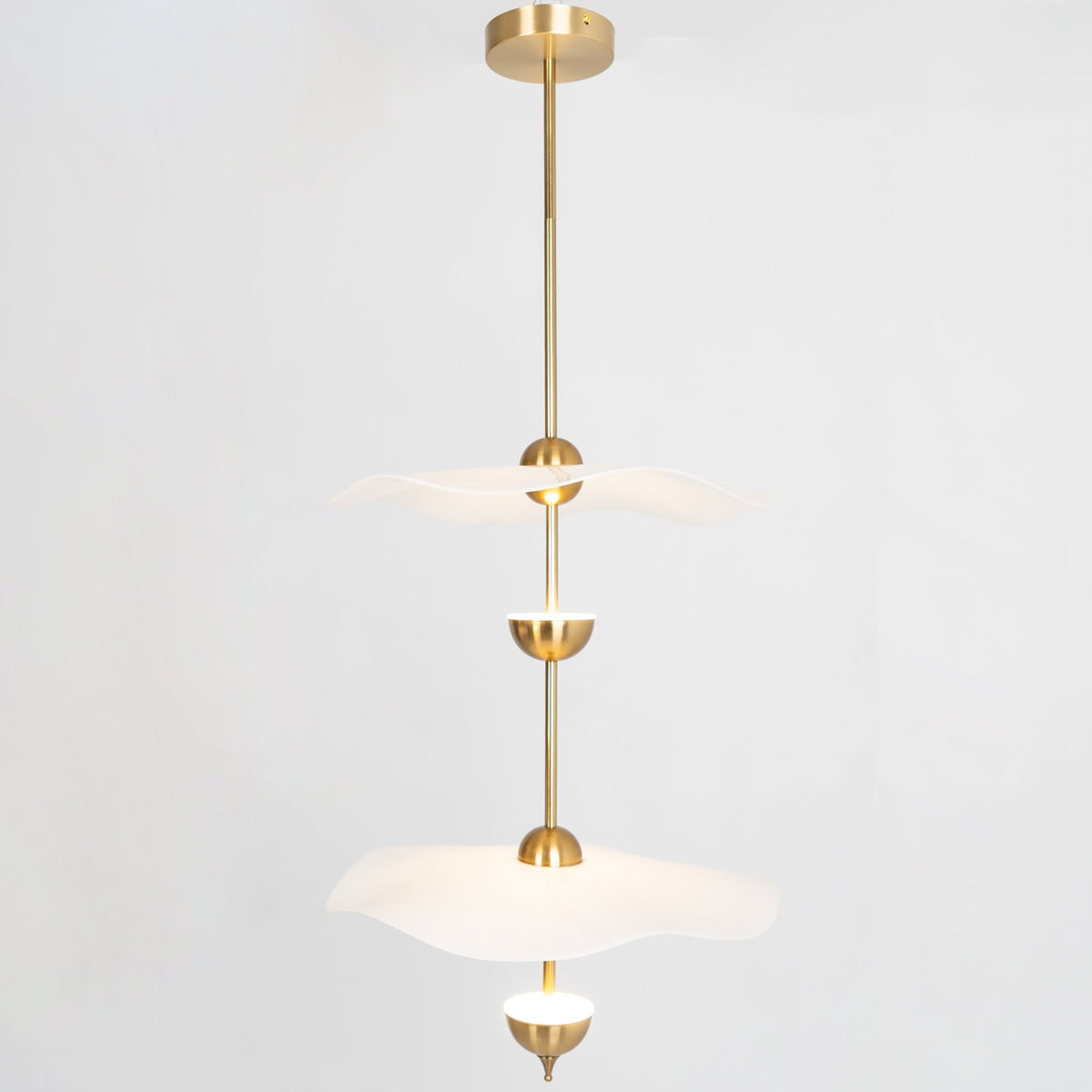 LED Pendant Light Fixture Gold Finish 16-24 in Hanging Chandelier for Kitchen Island Dining Room Living Room with Adjustable Rod Three Color
