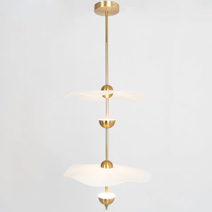 LED Pendant Light Fixture Gold Finish 16-24 in Hanging Chandelier for Kitchen Island Dining Room Living Room with Adjustable Rod Three Color