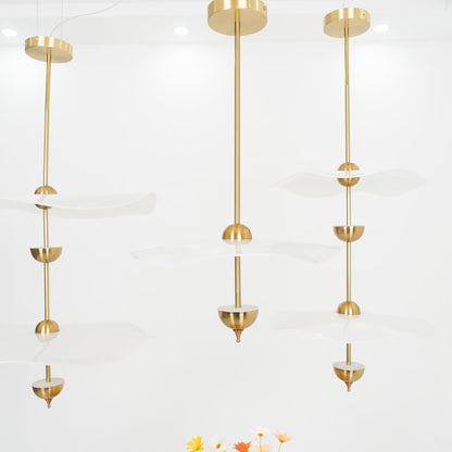 LED Pendant Light Fixture Gold Finish 16-24 in Hanging Chandelier for Kitchen Island Dining Room Living Room with Adjustable Rod Three Color