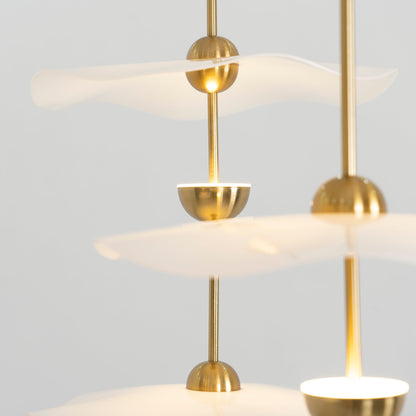 LED Pendant Light Fixture Gold Finish 16-24 in Hanging Chandelier for Kitchen Island Dining Room Living Room with Adjustable Rod Three Color