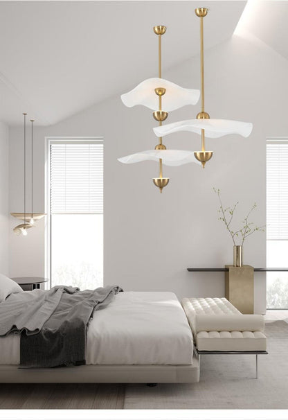 LED Pendant Light Fixture Gold Finish 16-24 in Hanging Chandelier for Kitchen Island Dining Room Living Room with Adjustable Rod Three Color