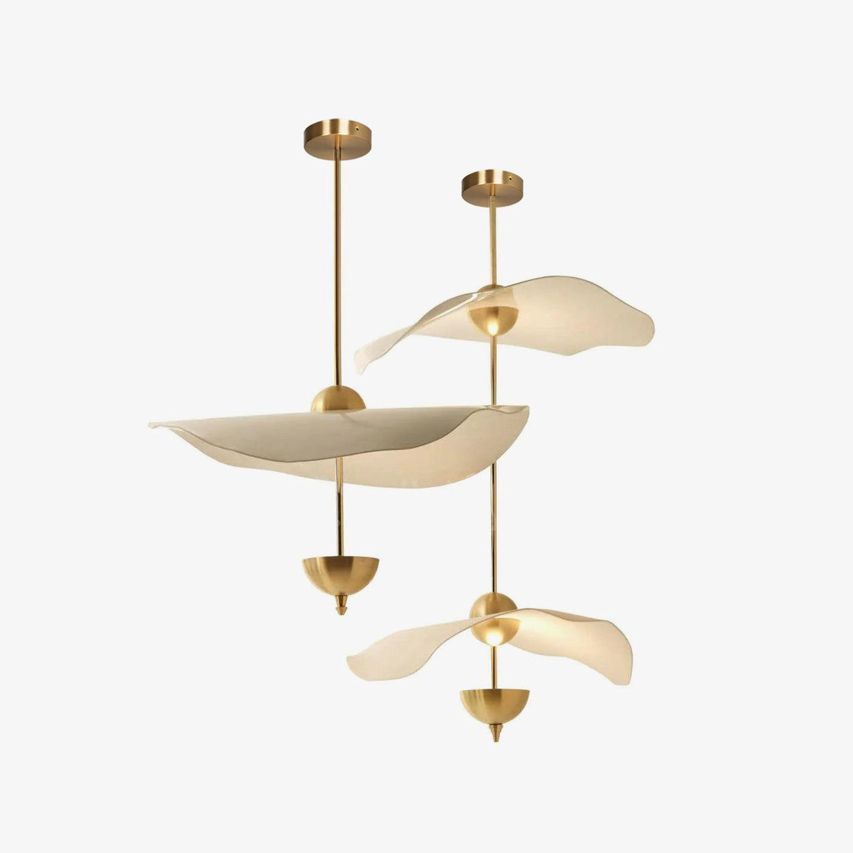 LED Pendant Light Fixture Gold Finish 16-24 in Hanging Chandelier for Kitchen Island Dining Room Living Room with Adjustable Rod Three Color