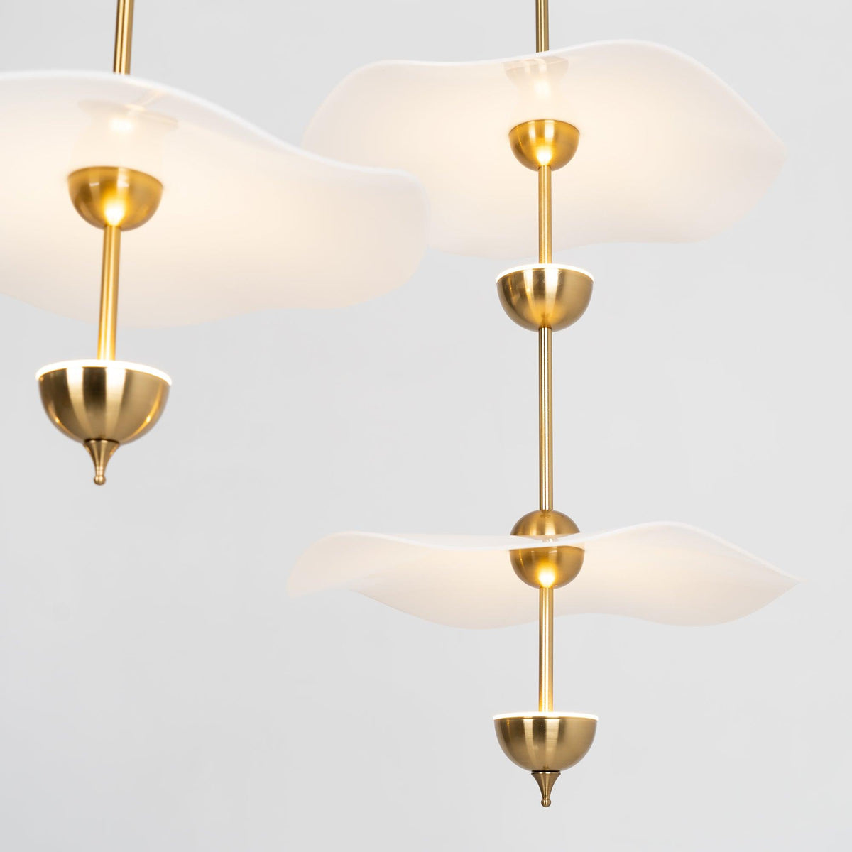 LED Pendant Light Fixture Gold Finish 16-24 in Hanging Chandelier for Kitchen Island Dining Room Living Room with Adjustable Rod Three Color