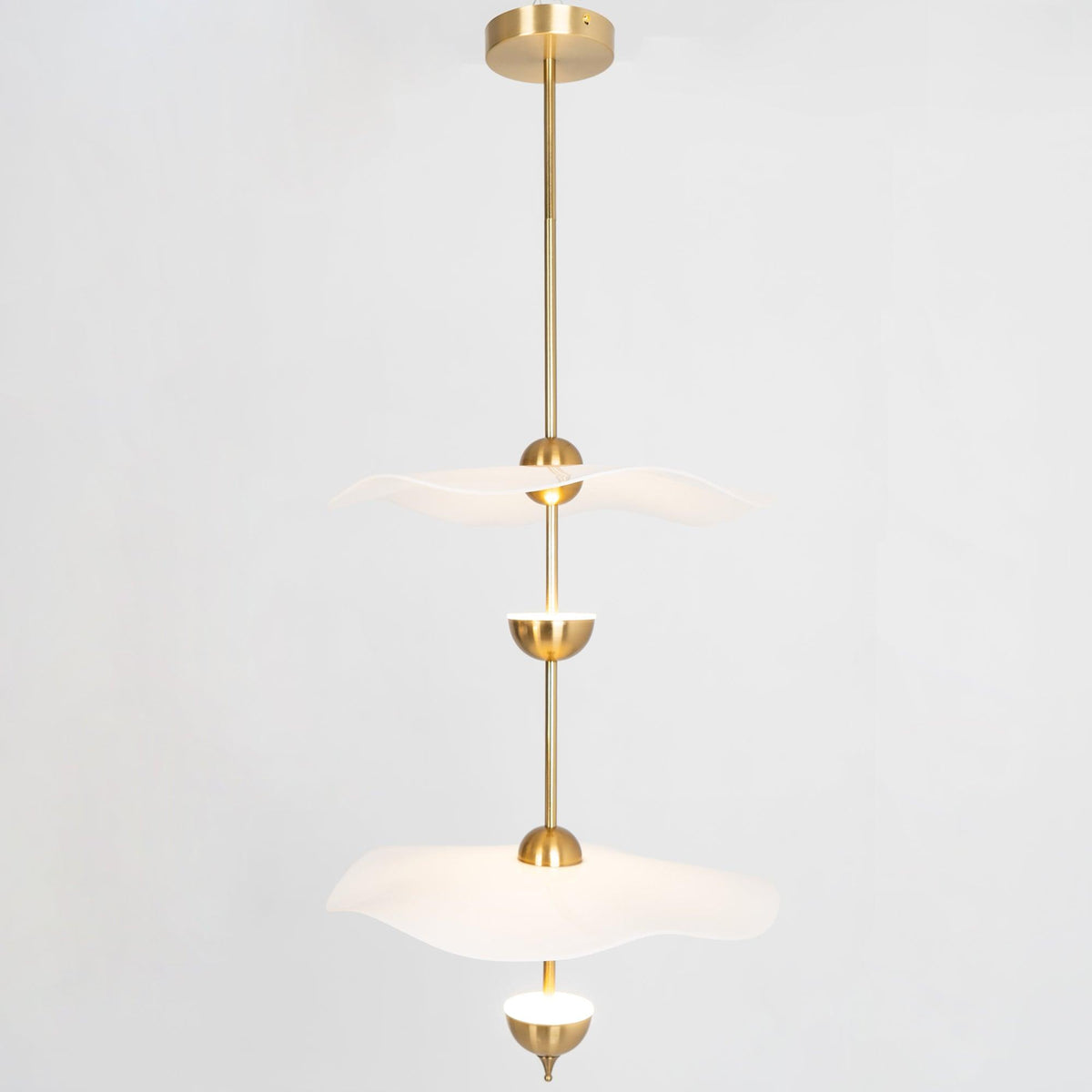 LED Pendant Light Fixture Gold Finish 16-24 in Hanging Chandelier for Kitchen Island Dining Room Living Room with Adjustable Rod Three Color