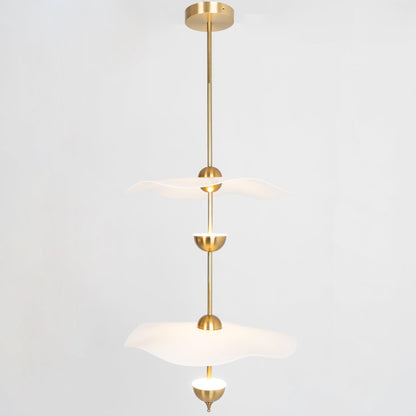 LED Pendant Light Fixture Gold Finish 16-24 in Hanging Chandelier for Kitchen Island Dining Room Living Room with Adjustable Rod Three Color