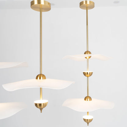 LED Pendant Light Fixture Gold Finish 16-24 in Hanging Chandelier for Kitchen Island Dining Room Living Room with Adjustable Rod Three Color