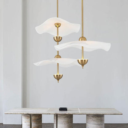 LED Pendant Light Fixture Gold Finish 16-24 in Hanging Chandelier for Kitchen Island Dining Room Living Room with Adjustable Rod Three Color