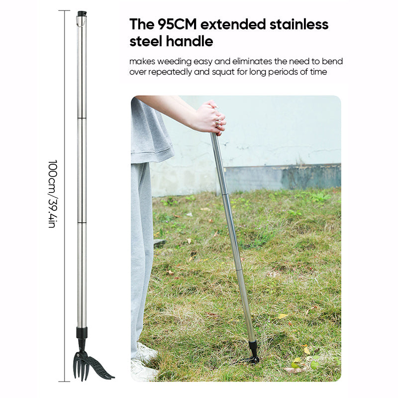ErgoWeed | Stainless Steel Weed Puller Tool with Detachable Handle | Ergonomic Design for Effortless Weeding
