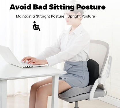 Ergonomic Foam Seat Pad 17 in Gray for Chair Desk Car Travel Posture Relief Support Cushion