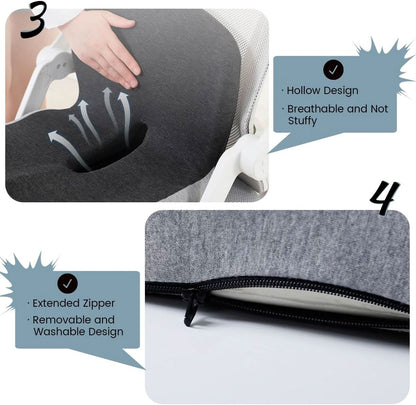 Ergonomic Foam Seat Pad 17 in Gray for Chair Desk Car Travel Posture Relief Support Cushion