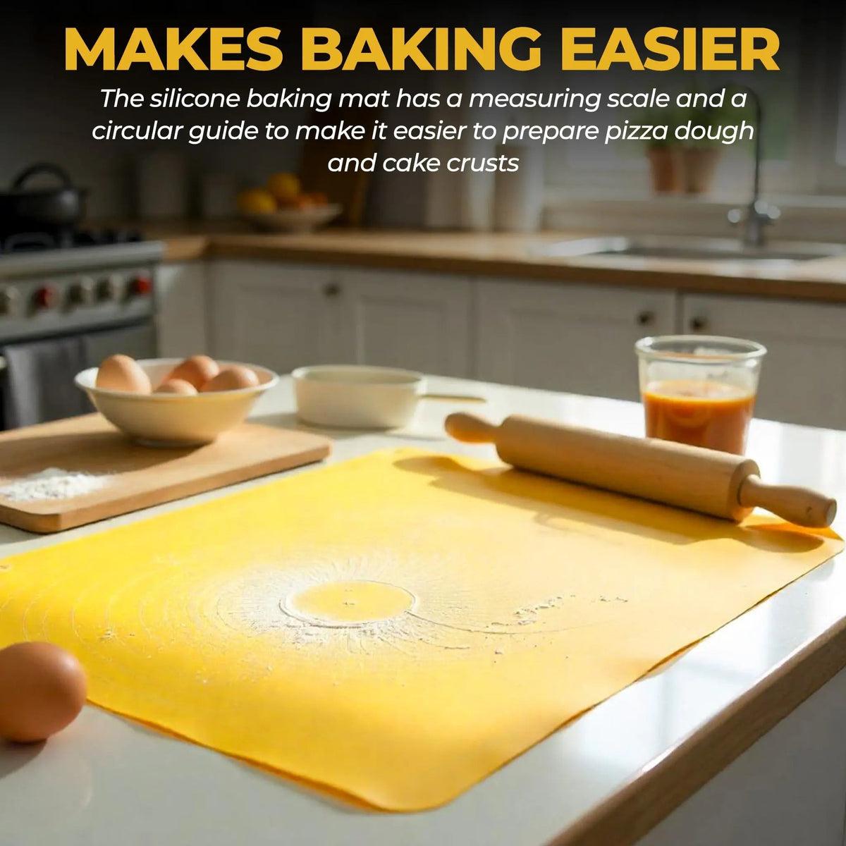 Essential Kitchen | Extra Large Silicone Baking Mat with Non-Stick Surface | Perfect for Kneading and Rolling Dough