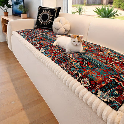 Housse de canapé Elysian - Microfibre matelassée, motif ethnique, antidérapante