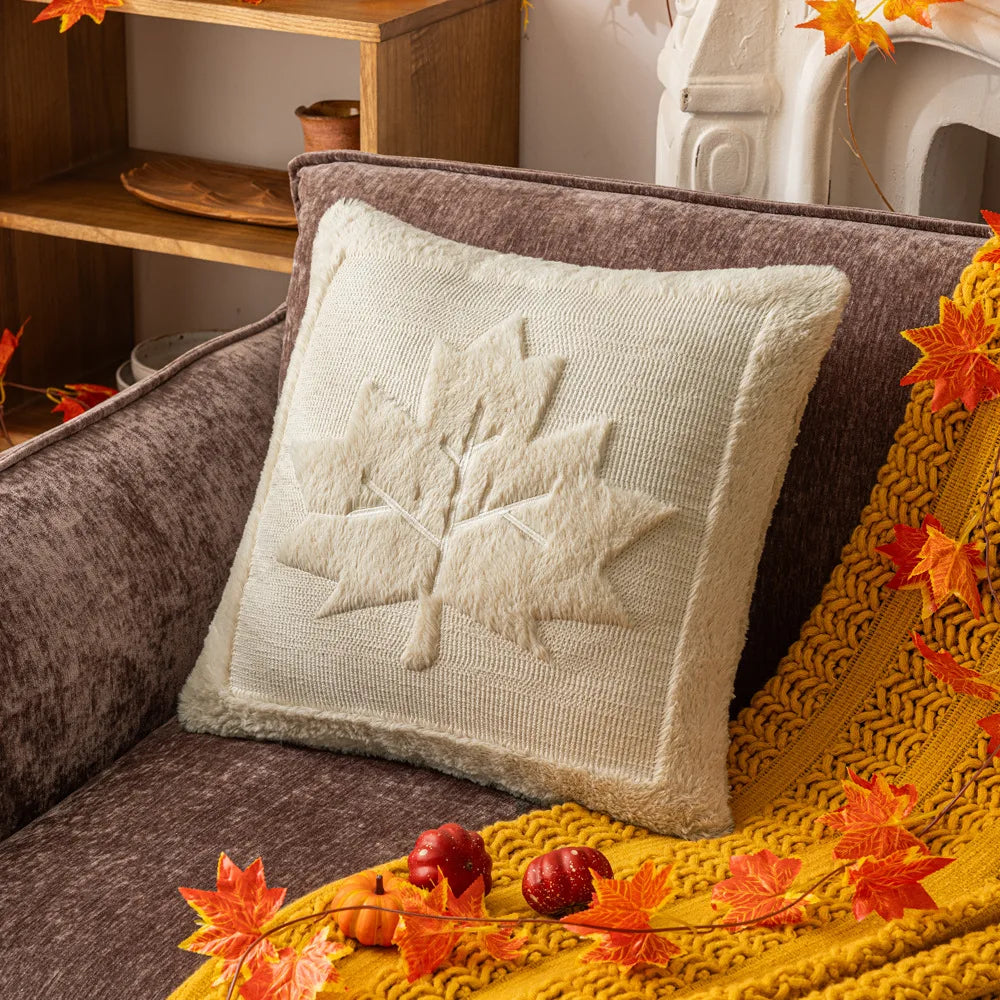 Iverra Plush Cushion Cover - Textured Autumn Design