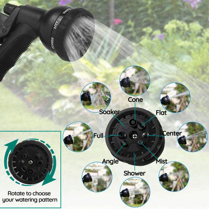 Tuyau d'arrosage extensible | Tuyau léger de 30 m avec 8 modes de pulvérisation | Conception durable pour un jardinage sans effort