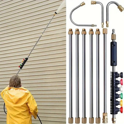 Portée étendue | Kit de lance pour nettoyeur haute pression avec 5 buses de pulvérisation | Conception télescopique de 305 cm pour un nettoyage sans effort