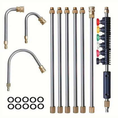 Portée étendue | Kit de lance pour nettoyeur haute pression avec 5 buses de pulvérisation | Conception télescopique de 305 cm pour un nettoyage sans effort