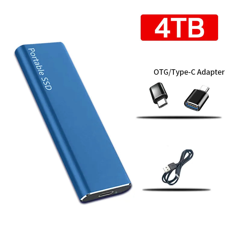 4TB Portable External Hard Drive USB-C for PC Mac Android Laptop Fast Data Storage Backup Device Sleek Design Slim Solid State Drive