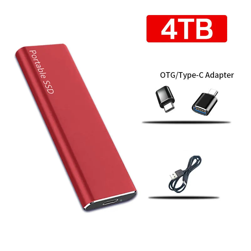 4TB Portable External Hard Drive USB-C for PC Mac Android Laptop Fast Data Storage Backup Device Sleek Design Slim Solid State Drive