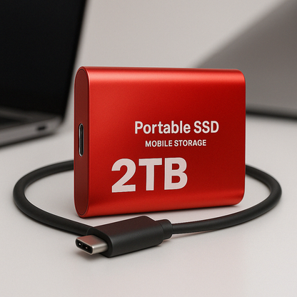 Portable SSD External Hard Drive 2TB USB-C High-Speed Storage for PC Mac Linux Laptop Desktop Computer Backup