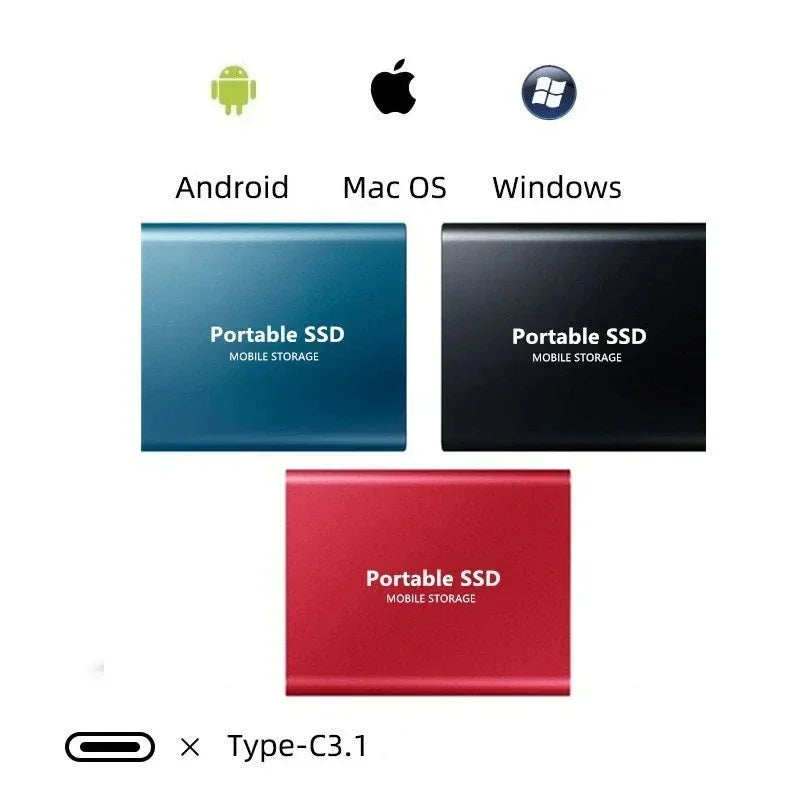 2TB Portable Solid State Drive USB-C External Storage for Laptops Desktops Gaming Backup Fast Transfer Compact Lightweight Compatible with
