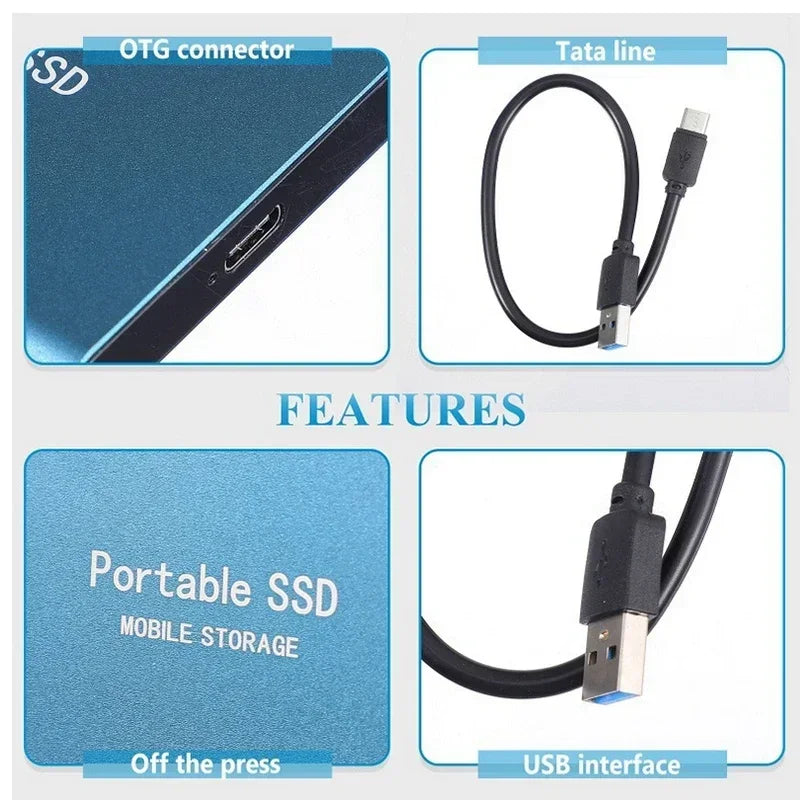 2TB Portable Solid State Drive USB-C External Storage for Laptops Desktops Gaming Backup Fast Transfer Compact Lightweight Compatible with