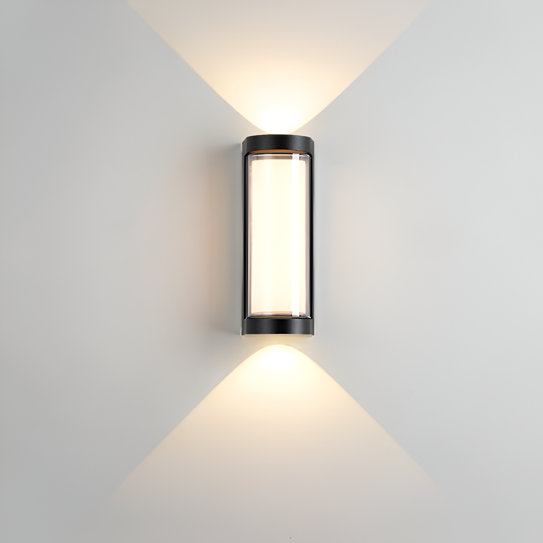 Cylindrical Outdoor Wall Sconce Up Down Light 10W LED Weatherproof Porch Facade Fixture Black White for Entryway Garden Patio Pathway Modern