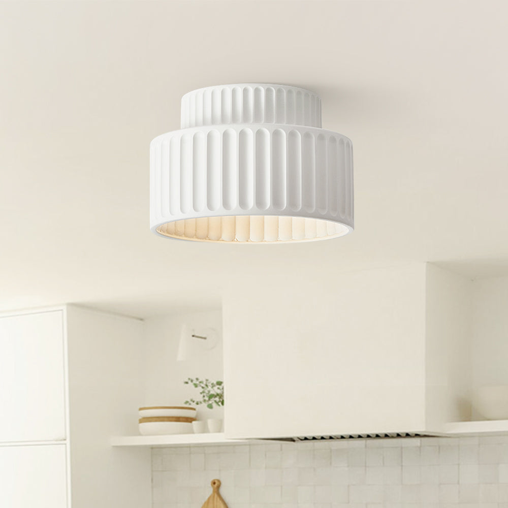 Plafonnier encastré à intensité variable pour chambre et salon, résine nervurée 9 pouces, éclairage ambiant doux d'inspiration scandinave et japonaise, taille L