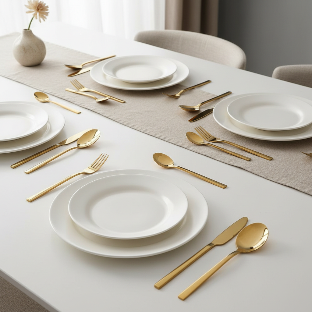 Flatware Set Service for 6 | 30-Piece Stainless Steel Silverware with Dinner Forks Spoons Knives | Dishwasher Safe Utensil Collection Gold S