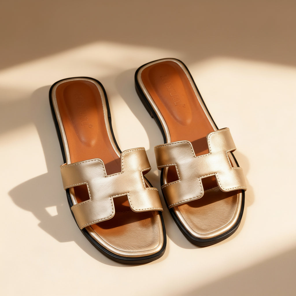 Casual Flat Sole Slip-On Sandals – Open-Toe Slides for Home, Spa & Beach