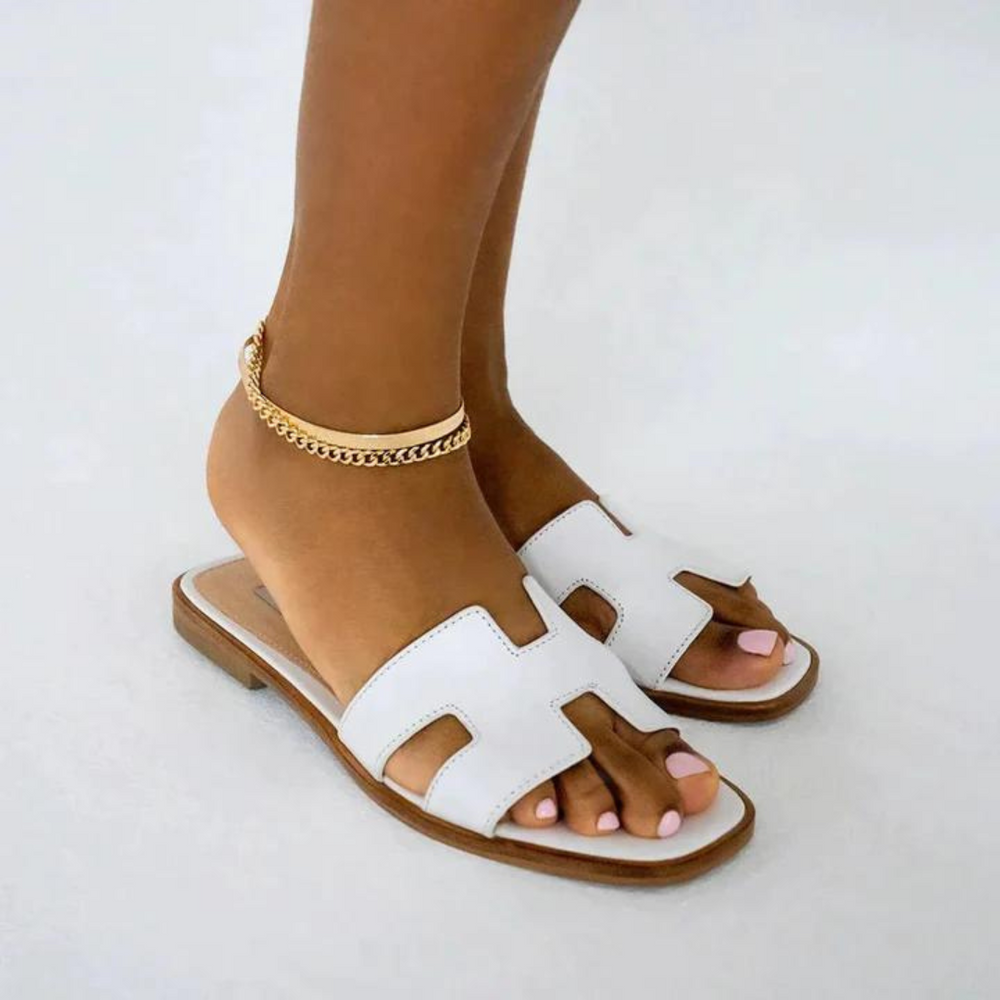 Casual Flat Sole Slip-On Sandals – Open-Toe Slides for Home, Spa & Beach