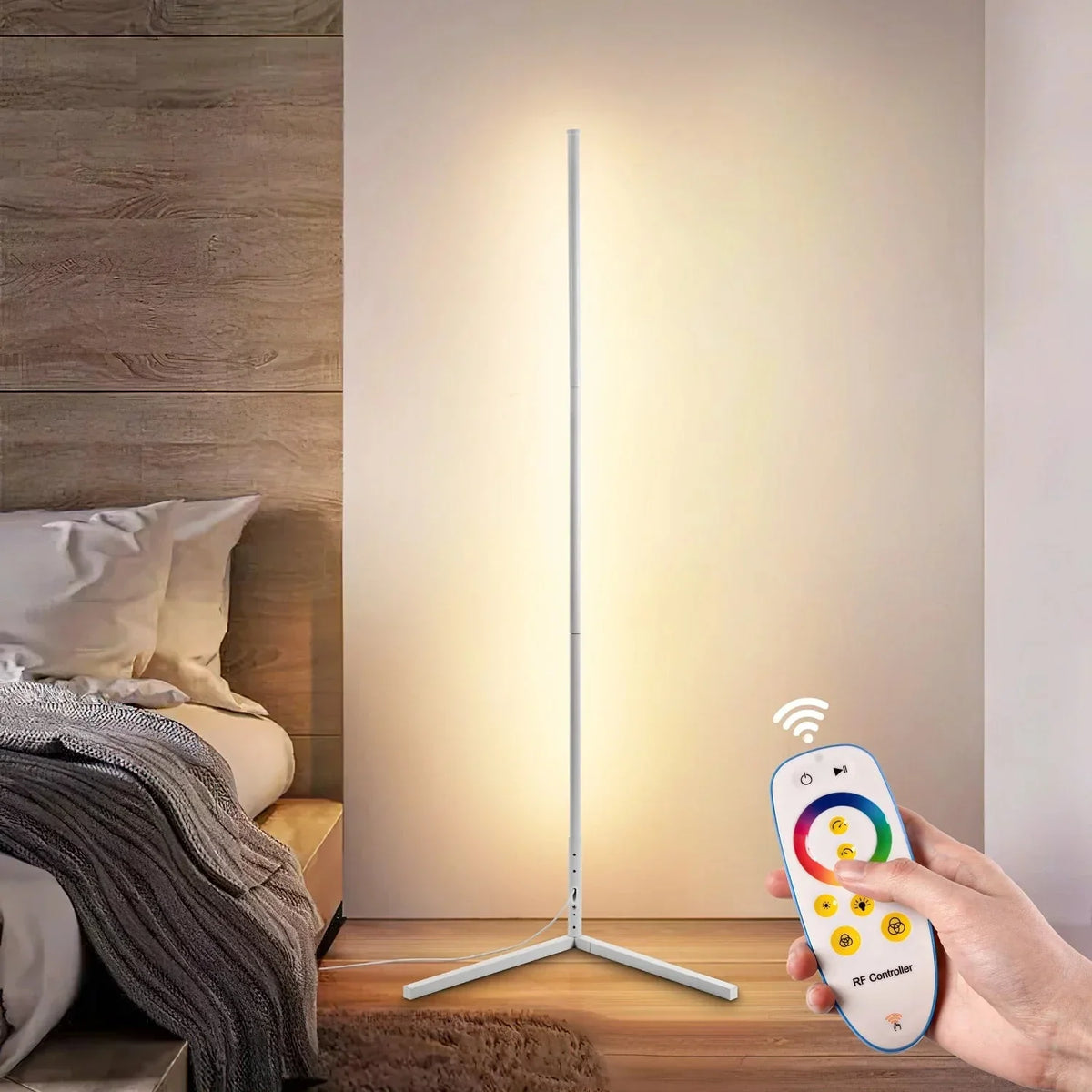 Dimmable Corner Floor Lamp with Remote Control – LED Mood Light for Living Room, Bedroom & Home Office – 3 Color Temperatures