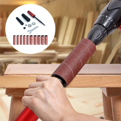 Drum Sander Adapter Kit for Drill - Multi-Surface Spindle Sanding and Polishing Tool with 10 Sandpaper Sleeves for Wood Metal Plastic - Work