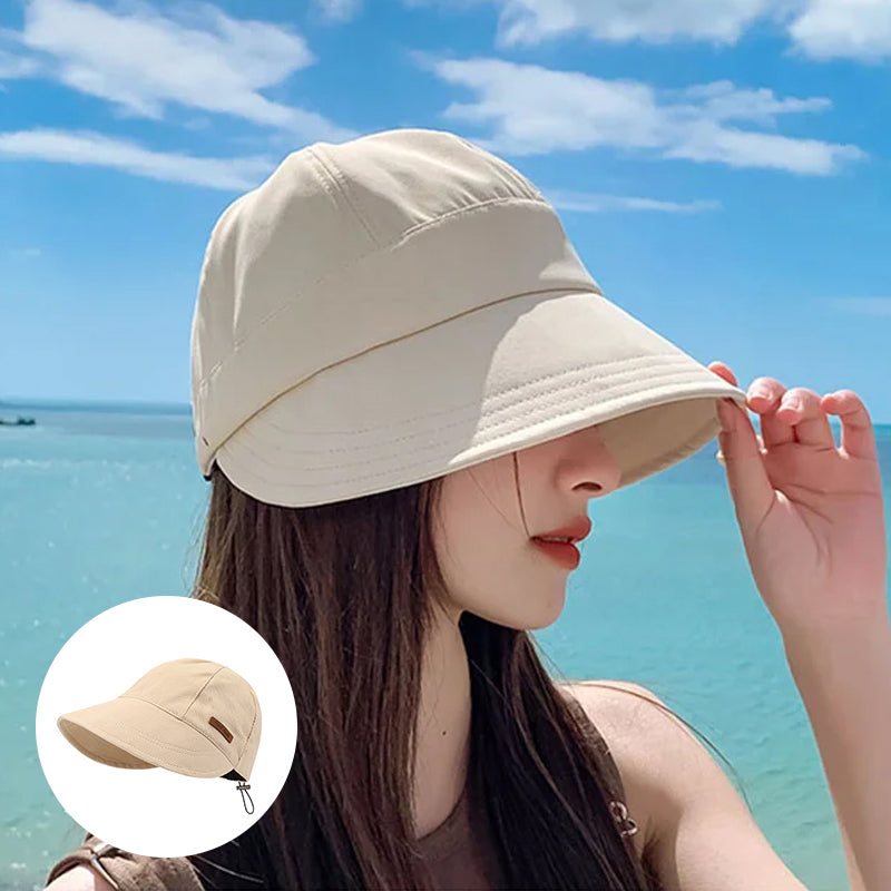 Women's Wide Brim Sun Hat – Foldable UV Protection with Adjustable Drawstring for Beach, Travel & Outdoor