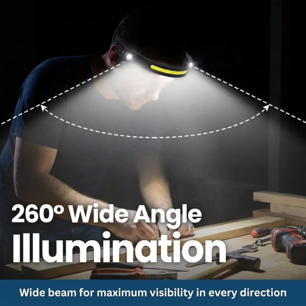 Lampe frontale LED rechargeable lumineuse, lampe de poche mains libres