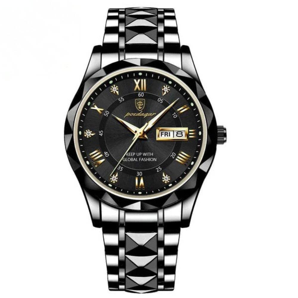 Montre à quartz pour hommes de qualité supérieure, boîtier en acier inoxydable